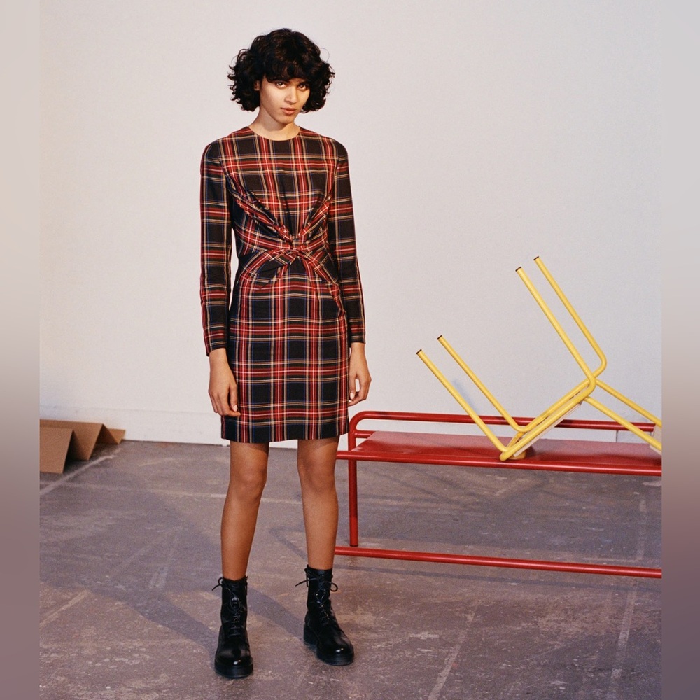 Maje | Plaid Twist Front Dress